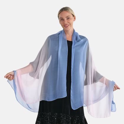 LA MAREY Signature Seidenschal aus 100% Maulbeerseide, 110 x 180 cm, Blau