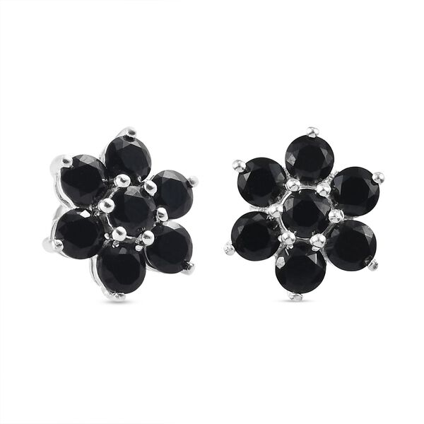 Schwarze geblümte Spinell Ohrstecker, 925 Silber ca. 3,01 ct image number 4