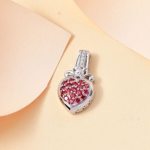 J Francis gefertigt mit SWAROVSKI- roter und wei&szlig;er Swarovski Zirkonia-Herz-Anh&auml;nger image number 2