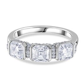 RADIANTA GRA zertifiziert Moissanit (D-VVS) Ring 925 Silber rhodiniert (Größe 18.00) ca. 2.06 ct