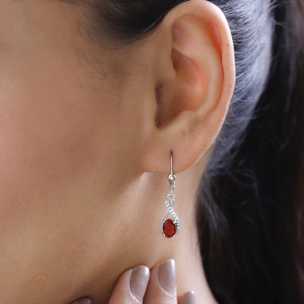 Mexikanische Kirschfeuer-Opal und Zirkon-Ohrringe - 1,28 ct. image number 3