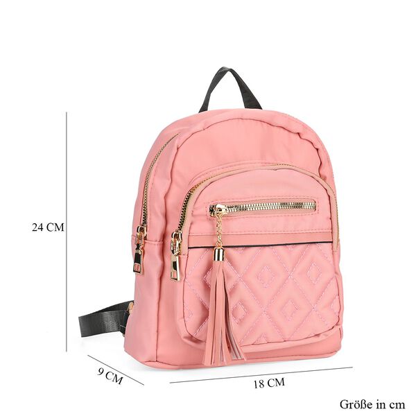 Moderner Kunstleder Rucksack in Steppoptik mit RFID-Schutz, Rosa image number 5