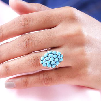 Amerikanischer, Nat&uuml;rlicher Sleeping Beauty T&uuml;rkis-Ring, 925 Silber platiniert  ca. 2,47 ct