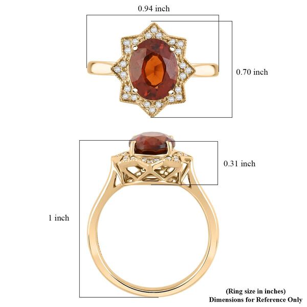 AAA Honig Granat und Diamant Ring in 417 Gold - 4 ct. image number 5