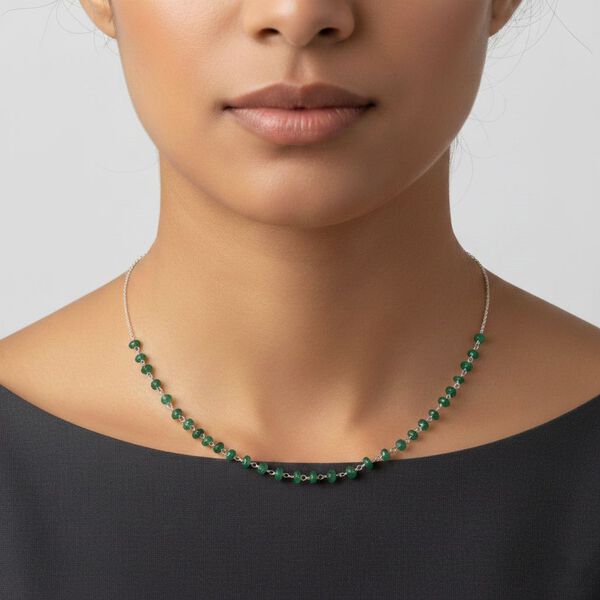 Socoto Smaragd Halskette ca. 50 cm 925 Silber ca. 6,00 ct. image number 2