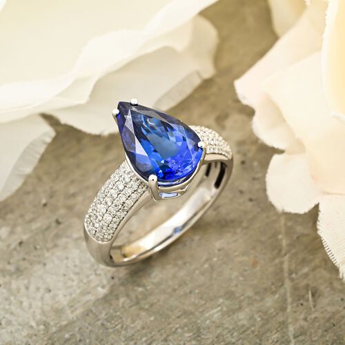 RHAPSODY zertifiziert und geprüft AAAA Tansanit und VS-EF Diamant Ring in 950 Platin - 4,80 ct. image number 1