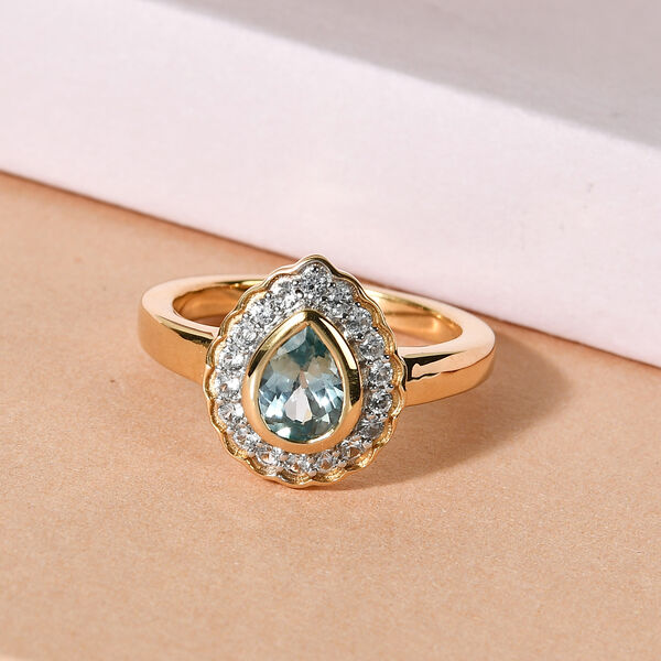 Kambodschanischer blauer Zirkon Ring 925 Silber vergoldet  ca. 1,33 ct image number 2