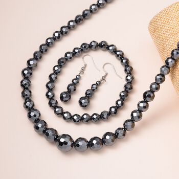 3er Set H&auml;matit Halskette, flexibles Armband und Ohrringe Schmuckset