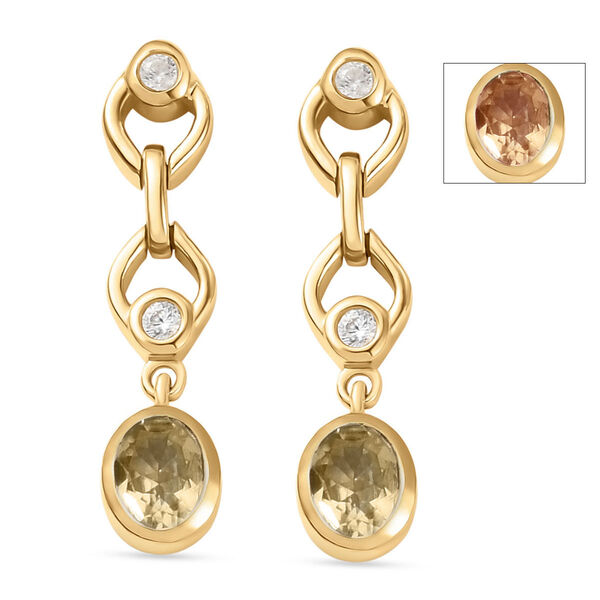 AAA Turkizit und weiße Zirkon-Ohrringe, 925 Silber Gelbgold Vermeil ca. 0,84 ct image number 0