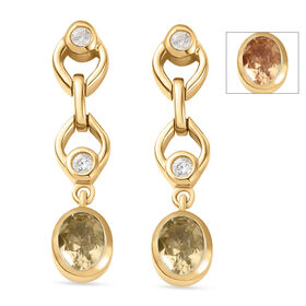 AAA Turkizit und weiße Zirkon-Ohrringe, 925 Silber Gelbgold Vermeil ca. 0,84 ct AAA Turkizit und weiße Zirkon-Ohrringe, 925 Silber Gelbgold Vermeil ca. 0,84 ct