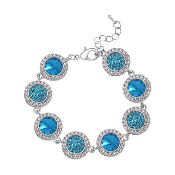 2er Set - Blauer Kristall Armband und Ohrringe