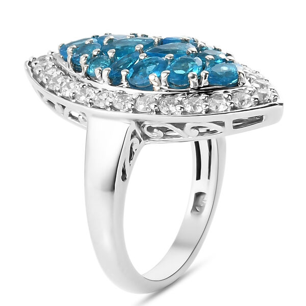 Neon-Apatit-Ring, 925 Silber platiniert  ca. 3,10 ct image number 5