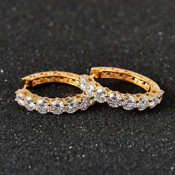 Moissanit Ohrringe, 925 Silber Gelbgold Vermeil  - 7,02 ct. image number 6
