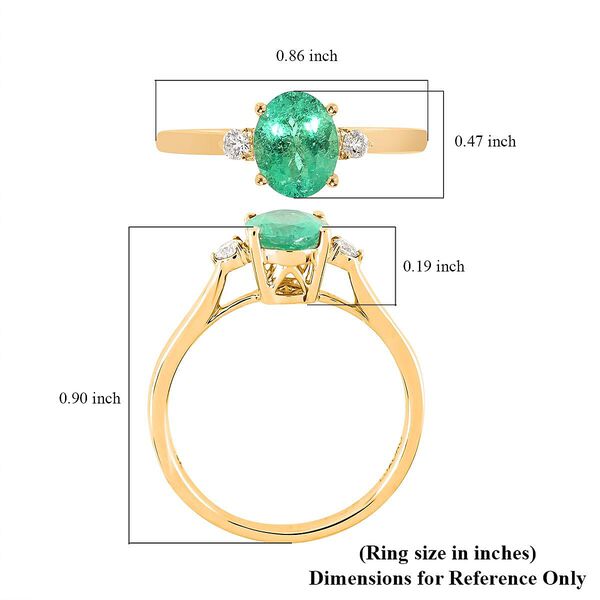 LUXORO AAA Kolumbianischer Smaragd, Wei&szlig;er Diamant Ring 585 Gold (Gr&ouml;&szlig;e 18.00) ca. 1,10 ct image number 5