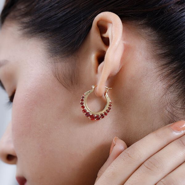 Granat Zirkonia Ohrringe, Messing vergoldet ca. 4.24 ct image number 3