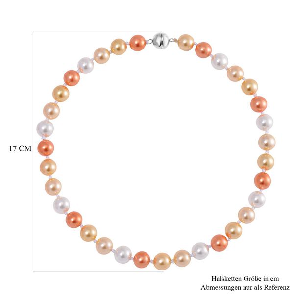 Goldene, wei&szlig;e und orangene Muschelkernperlen-Halskette, 50cm image number 5