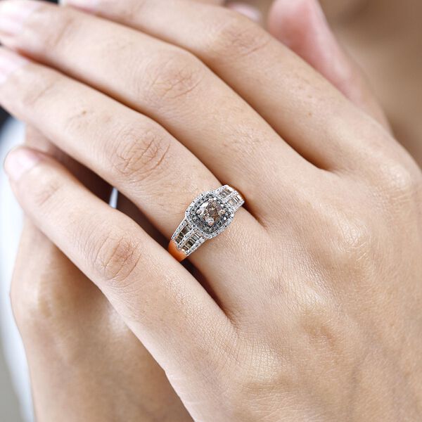 Natürlicher Champagner und weißer Diamant-Ring - 1,02 ct. image number 3