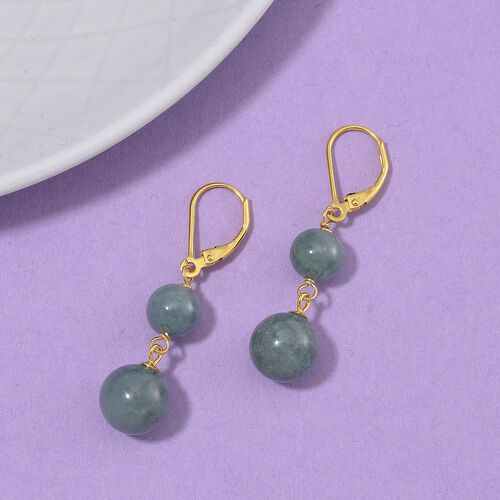 EXTREM SELTEN-Natürlicher Olmek Jadeit Ohrringe 925 Silber vergoldet ca. 25.00 ct image number 1