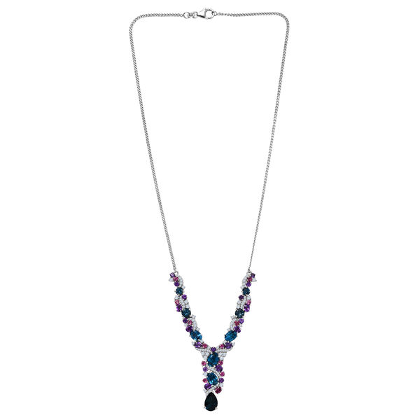 D'Joy London Blau Topas und Multi-Edelstein 45cm Halskette - 13,60 ct. image number 4