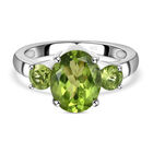 Natürlicher Peridot-Ring, 925 Silber platiniert (Größe 21.00) ca. 2,81 ct