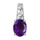Afrikanischer Amethyst, Weißer Zirkon Anhänger Messing ca. 2.60 ct