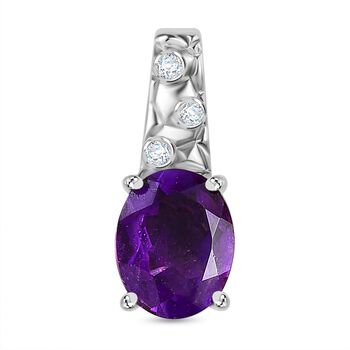 Afrikanischer Amethyst, Wei&szlig;er Zirkon Anh&auml;nger Messing ca. 2.60 ct