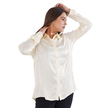 TAMSY - Japan Satinhemd, Gr&ouml;&szlig;e 40, Wei&szlig;