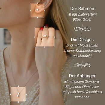 Funkelnde K&ouml;nigin- Moissanit Schmuckset, 925 Silber platiniert  - 1,77 ct.