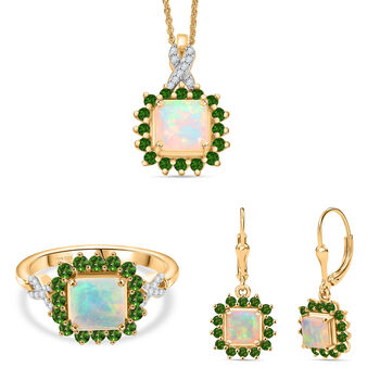 D'Joy &auml;thiopisches Welo Opal, Chromdiopsid und Moissanit Schmuckset