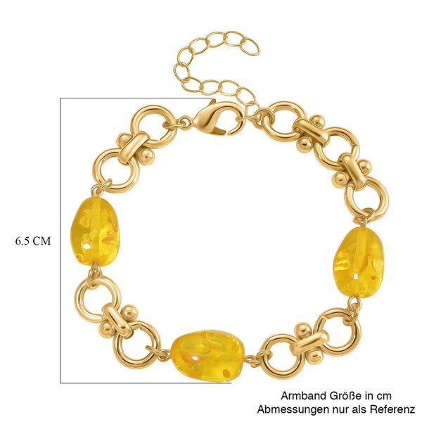 Simulierter Gelber Bernstein Armband ca. 19 cm mit 5 cm extender, goldfarben image number 6