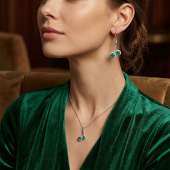 D'Joy Smaragd Triplett Quarz und Zirkon Ohrringe und Anh&auml;nger