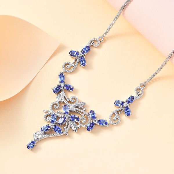 AAA Tansanit und Zirkon Halskette, 45 cm - 5,02 ct. image number 9