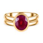 Afrikanischer Rubin (Fissure gefüllt) Ring 925 Silber Gelbgold Vermeil (Größe 20.00) ca. 3,00 ct