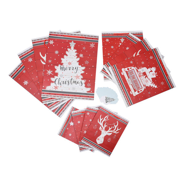 12er-Set Geschenkt&uuml;ten, Weihnachtsmotiv, Gr&ouml;&szlig;e S (18x10x23 cm), M (32x12x26 cm), und L (31x12x42 cm), Mehrfarbig&nbsp; image number 5