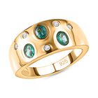 AAA Smaragd, Weißer Zirkon Ring, 925 Silber Gelbgold Vermeil, (Größe 17.00) ca. 0.61 ct image number 3