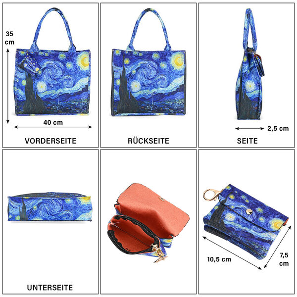 2er Set Shopper und Geldb&ouml;rse - Sternennacht Gem&auml;lde image number 5