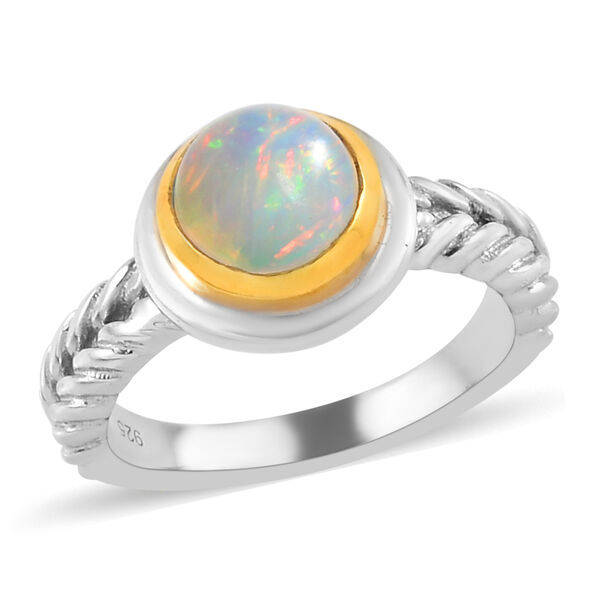 Nat&uuml;rlicher &Auml;thiopischer Opal Ring 925 Silber Bicolor  ca. 0,84 ct image number 4