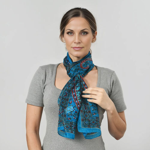 Eleganter Schal aus 100% Seide, Blau image number 0