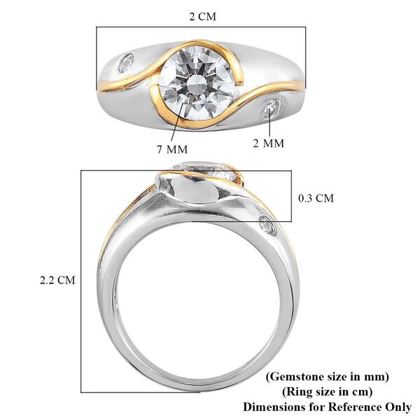 LUSTRO STELLA Hergestellt mit ZIRKONIA Solit&auml;r-Ring 925 Silber zweifarbige &Uuml;berzug image number 7