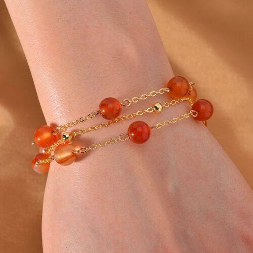 Roter Achat Armband ca. 19 cm Reiner Edelstahl Standard gelb vergoldet ca. 50.00 ct image number 1
