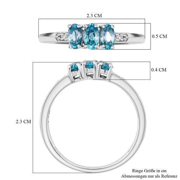 D&rsquo;joy Blauer Zirkon, Wei&szlig;er Diamant Ring 925 Silber rhodiniert (Gr&ouml;&szlig;e 19.00) ca. 1,22 ct image number 6