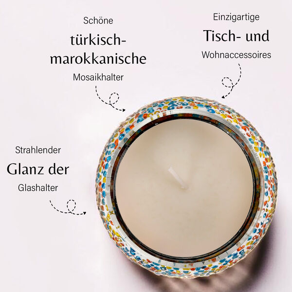 Lavendel-Eukalyptus Sojawachs-Duftkerze im Mosaikglas, Gr&ouml;&szlig;e: 10 x 8 cm image number 2