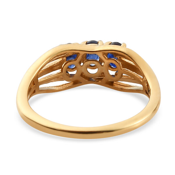 Masoala Saphir (Fissure gef&uuml;llt) 3 Stein Ring 925 Silber vergoldet image number 6