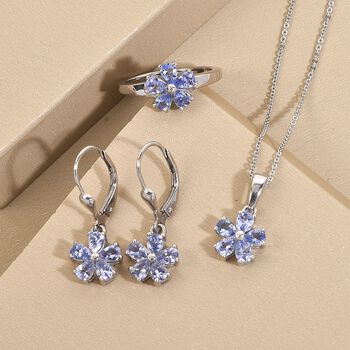 3er-Set- Tansanit Schmuckset - 3,08 ct.