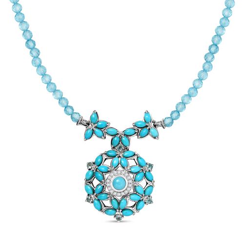 Paraiba Apatit, Sleeping Beauty Türkis und Zirkon Halskette, 45 cm - 64,13 ct. image number 0