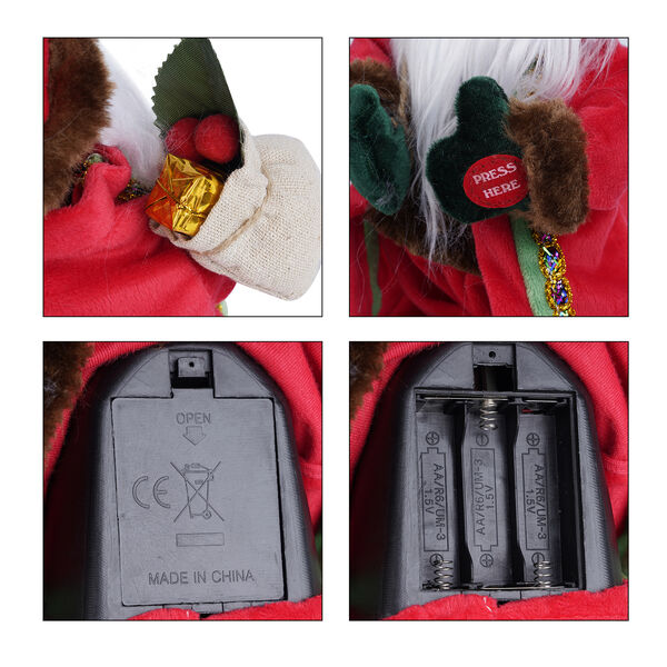 Tanzender Weihnachtsmann, 3xAA Batterie (nicht inkl.), Gr&ouml;&szlig;e 12x10x30 cm, Rot und Gr&uuml;n image number 4