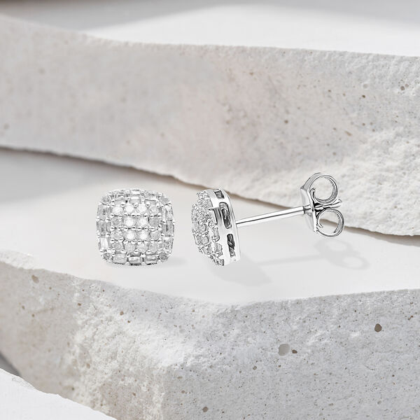 Wei&szlig;e Diamant Ohrringe, 925 Silber platiniert, ca. 0.33 ct image number 2