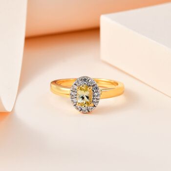 AA nat&uuml;rlicher, goldener Tansanit und Zirkon-Ring - 0,74 ct.