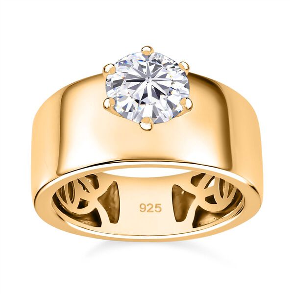 Moissanit Ring, 925 Silber Gelbgold Vermeil, (Größe 16.00) ca. 1.18 ct image number 4