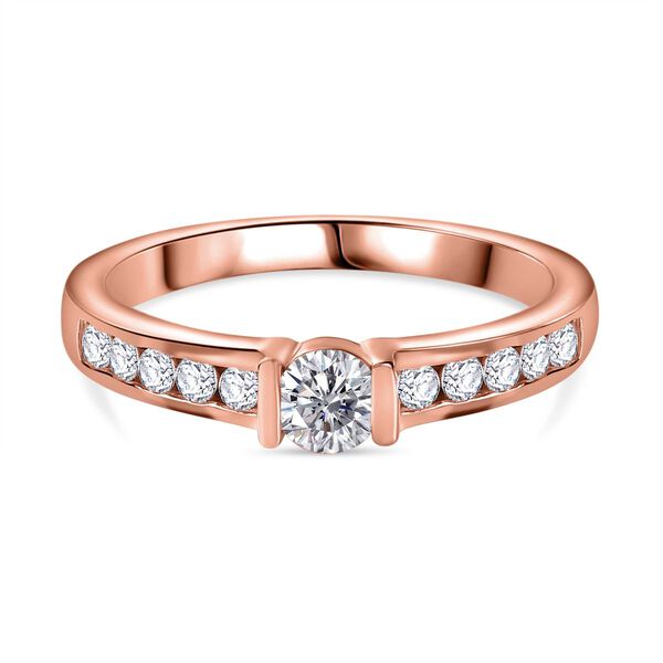 Moissanit Ring 925 Silber Gelbgold Vermeil ca. 0,52 ct